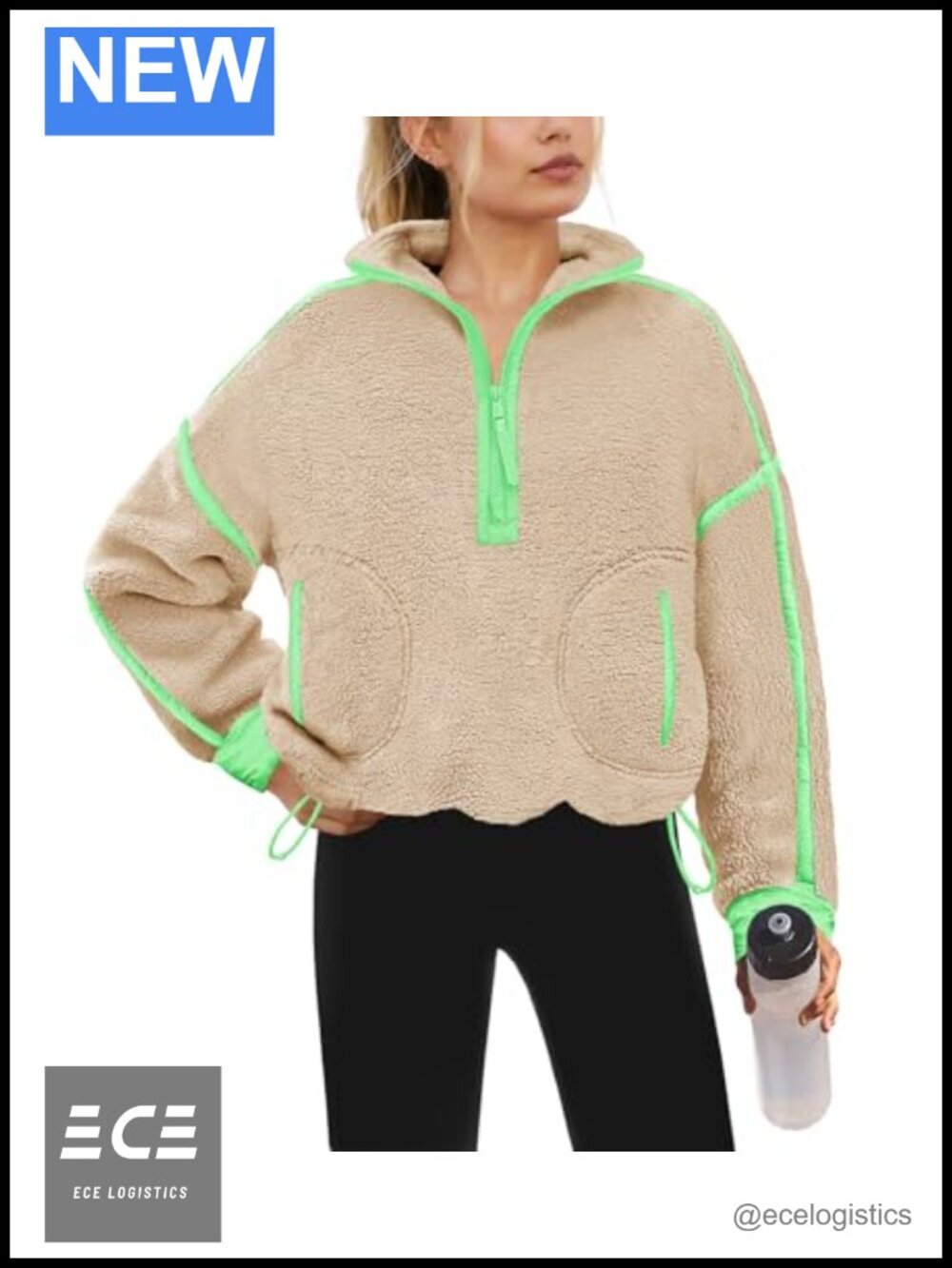 Yanekop Sherpa Fleece Quarter Zip Pullover Oversized Cozy Winter Jacket
